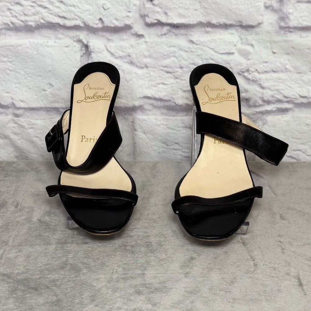 Christian Louboutin Black Leather Slides - Picture 3 of 6
